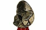 Septarian Dragon Egg Geode - Black Crystals #110875-3